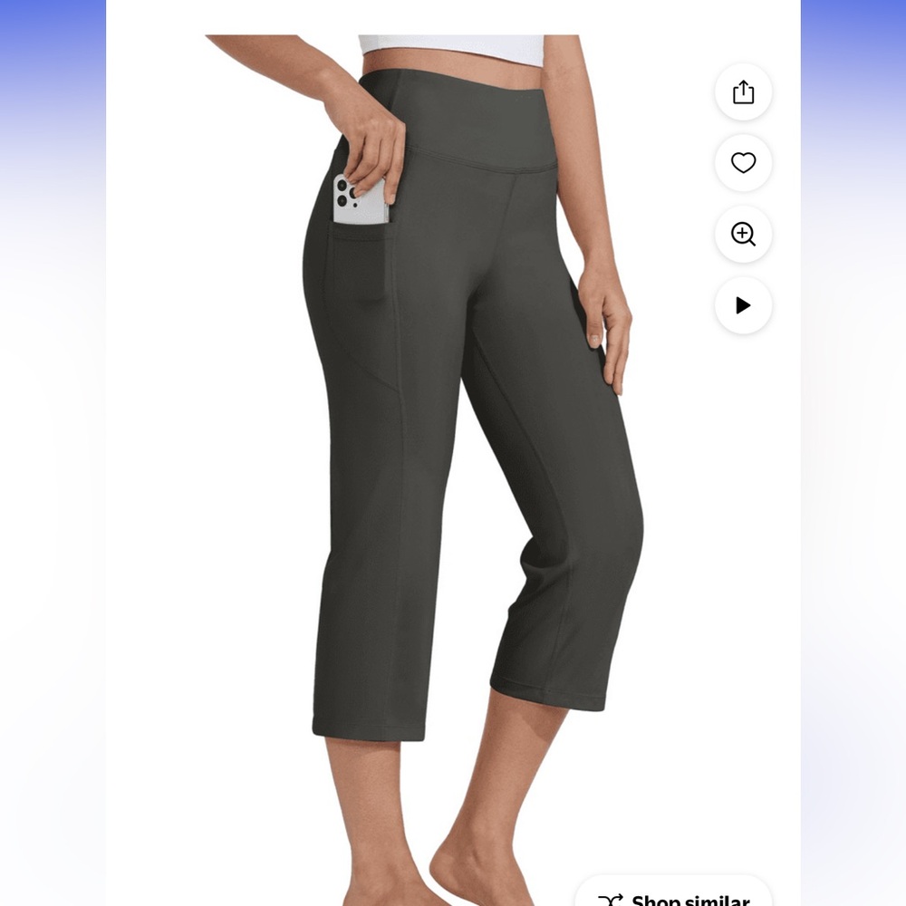 Women's Gray Capri Leggings w/pockets NEW